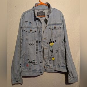 Trademark Brooklyn cloth Light Blue Denim Jacket with Graphic designs